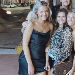 TOPSHOP Black Satin Mini Dress